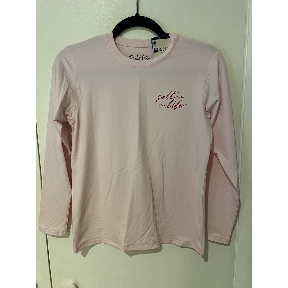 Salt Life Youth L Pink SLX Uvapor Live Salty Saltlife UV30‎ Paradise Is Calling